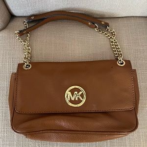 Michael Kors brown leather small shoulder bag with adjustable chain handles